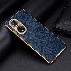 Soft Luxury Leather Snap On Case Cover DL2 for Huawei Honor 50 Pro 5G Blue