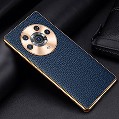 Soft Luxury Leather Snap On Case Cover DL2 for Huawei Honor Magic3 Pro 5G Blue