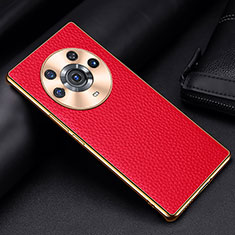 Soft Luxury Leather Snap On Case Cover DL2 for Huawei Honor Magic3 Pro 5G Red