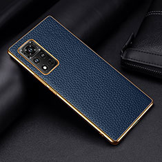 Soft Luxury Leather Snap On Case Cover DL2 for Huawei Honor V40 5G Blue