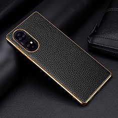 Soft Luxury Leather Snap On Case Cover DL2 for Huawei P50 Black