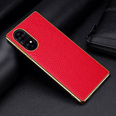 Soft Luxury Leather Snap On Case Cover DL2 for Huawei P50 Pro Red