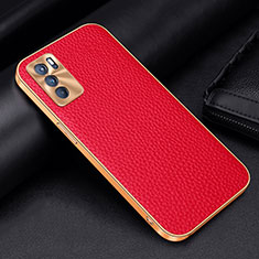 Soft Luxury Leather Snap On Case Cover DL2 for Oppo Reno6 5G Red