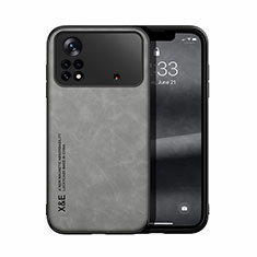 Soft Luxury Leather Snap On Case Cover DY1 for Xiaomi Poco X4 Pro 5G Gray