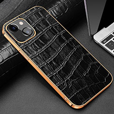 Soft Luxury Leather Snap On Case Cover for Apple iPhone 13 Black