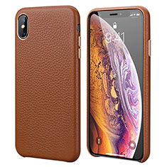 Soft Luxury Leather Snap On Case Cover for Apple iPhone XR Brown