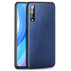 Soft Luxury Leather Snap On Case Cover for Huawei P smart S Blue