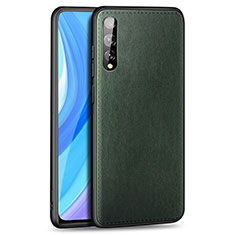 Soft Luxury Leather Snap On Case Cover for Huawei P smart S Green