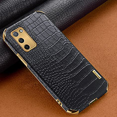 Soft Luxury Leather Snap On Case Cover for Oppo A53s 5G Black