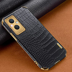 Soft Luxury Leather Snap On Case Cover for Oppo F21 Pro 5G Black