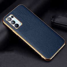 Soft Luxury Leather Snap On Case Cover for Oppo Reno5 Pro 5G Blue