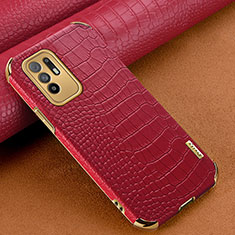 Soft Luxury Leather Snap On Case Cover for Oppo Reno5 Z 5G Red