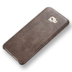 Soft Luxury Leather Snap On Case Cover for Samsung Galaxy C7 Pro C7010 Brown