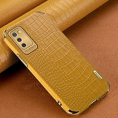 Soft Luxury Leather Snap On Case Cover for Samsung Galaxy F02S SM-E025F Yellow