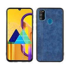 Soft Luxury Leather Snap On Case Cover for Samsung Galaxy M21 Blue