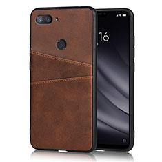 Soft Luxury Leather Snap On Case Cover for Xiaomi Mi 8 Lite Brown
