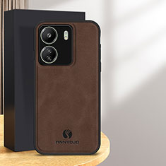 Soft Luxury Leather Snap On Case Cover for Xiaomi Poco C65 Brown