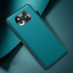 Soft Luxury Leather Snap On Case Cover for Xiaomi Poco X3 Cyan
