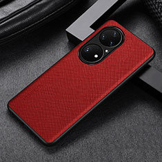 Soft Luxury Leather Snap On Case Cover GS1 for Huawei P50 Pro Red