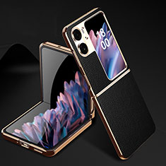 Soft Luxury Leather Snap On Case Cover GS2 for Oppo Find N2 Flip 5G Black