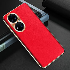 Soft Luxury Leather Snap On Case Cover GS3 for Huawei P50 Red