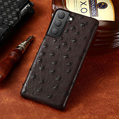 Soft Luxury Leather Snap On Case Cover HP1 for Samsung Galaxy S22 5G Brown