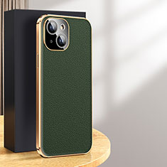 Soft Luxury Leather Snap On Case Cover JB2 for Apple iPhone 15 Green