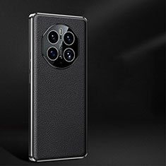 Soft Luxury Leather Snap On Case Cover JB2 for Huawei Mate 50 Pro Black