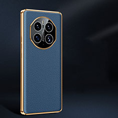 Soft Luxury Leather Snap On Case Cover JB2 for Huawei Mate 50 Pro Blue