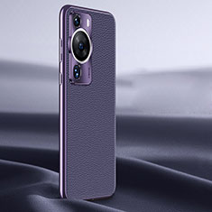 Soft Luxury Leather Snap On Case Cover JB2 for Huawei P60 Pro Purple