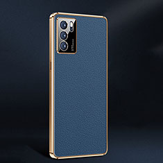 Soft Luxury Leather Snap On Case Cover JB2 for Oppo Reno6 5G Blue