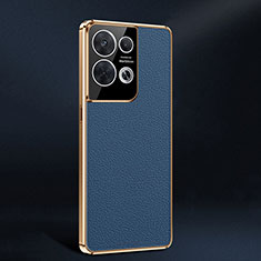 Soft Luxury Leather Snap On Case Cover JB2 for Oppo Reno9 Pro 5G Blue