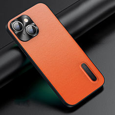 Soft Luxury Leather Snap On Case Cover JB3 for Apple iPhone 13 Orange