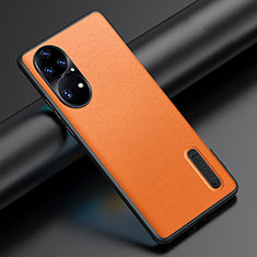 Soft Luxury Leather Snap On Case Cover JB3 for Huawei P50e Orange