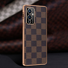 Soft Luxury Leather Snap On Case Cover JB4 for OnePlus 9 5G Brown