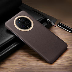 Soft Luxury Leather Snap On Case Cover JB9 for Huawei Mate 50 Brown