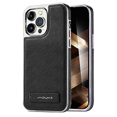 Soft Luxury Leather Snap On Case Cover JD1 for Apple iPhone 15 Pro Black