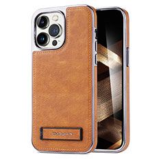 Soft Luxury Leather Snap On Case Cover JD1 for Apple iPhone 15 Pro Brown