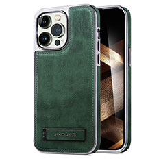 Soft Luxury Leather Snap On Case Cover JD1 for Apple iPhone 15 Pro Green