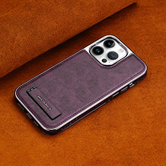 Soft Luxury Leather Snap On Case Cover JD2 for Apple iPhone 16 Pro Purple