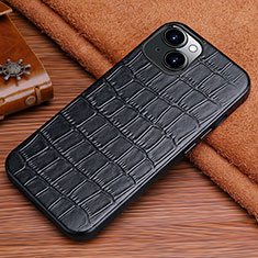 Soft Luxury Leather Snap On Case Cover L01 for Apple iPhone 15 Black