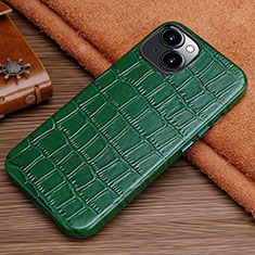 Soft Luxury Leather Snap On Case Cover L01 for Apple iPhone 15 Plus Green