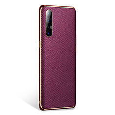 Soft Luxury Leather Snap On Case Cover L02 for Oppo Find X2 Neo Purple