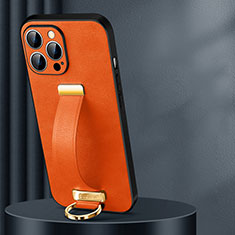 Soft Luxury Leather Snap On Case Cover LD1 for Apple iPhone 16 Pro Orange