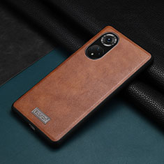 Soft Luxury Leather Snap On Case Cover LD1 for Huawei Honor 50 Pro 5G Brown