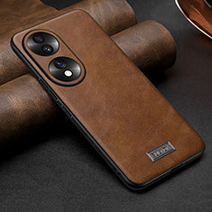 Soft Luxury Leather Snap On Case Cover LD1 for Huawei Honor 70 5G Brown