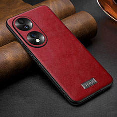 Soft Luxury Leather Snap On Case Cover LD1 for Huawei Honor 70 5G Red