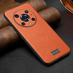 Soft Luxury Leather Snap On Case Cover LD1 for Huawei Honor Magic4 Pro 5G Orange