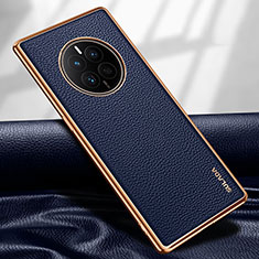 Soft Luxury Leather Snap On Case Cover LD1 for Huawei Mate 50 Blue