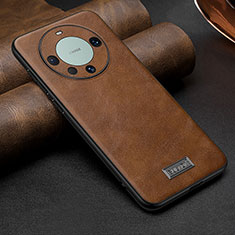 Soft Luxury Leather Snap On Case Cover LD1 for Huawei Mate 60 Pro Brown